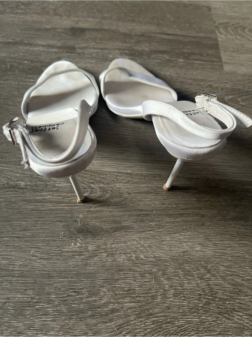 Jeffrey Campbell White Single-Strap Ankle-Sandal Flawed